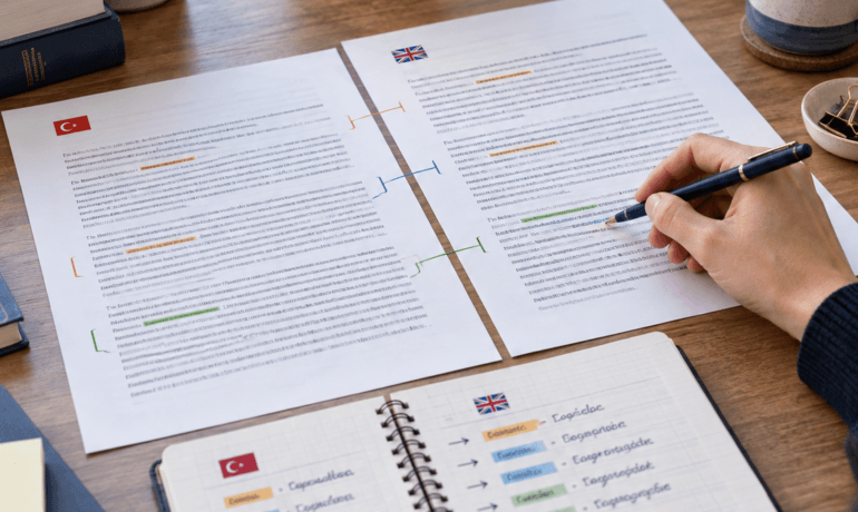 Türkçe ve İngilizce akademik makalelerde terminoloji tutarlılığını kontrol eden editör
